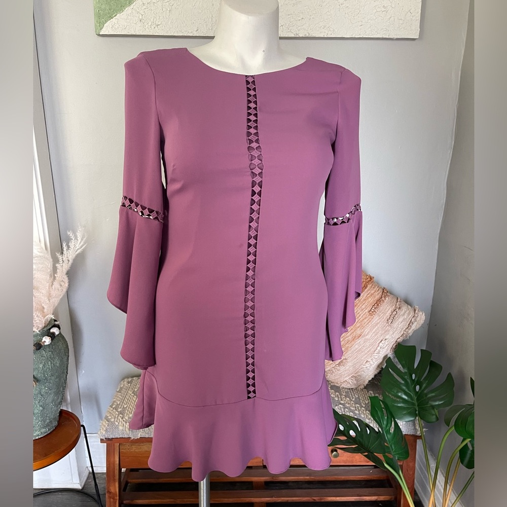 White Boise/ BM pink cocktail dress Sz 8 belt sleeves
